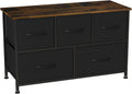 Coffee Brown 5 Drawer Fabric Dresser P9867
