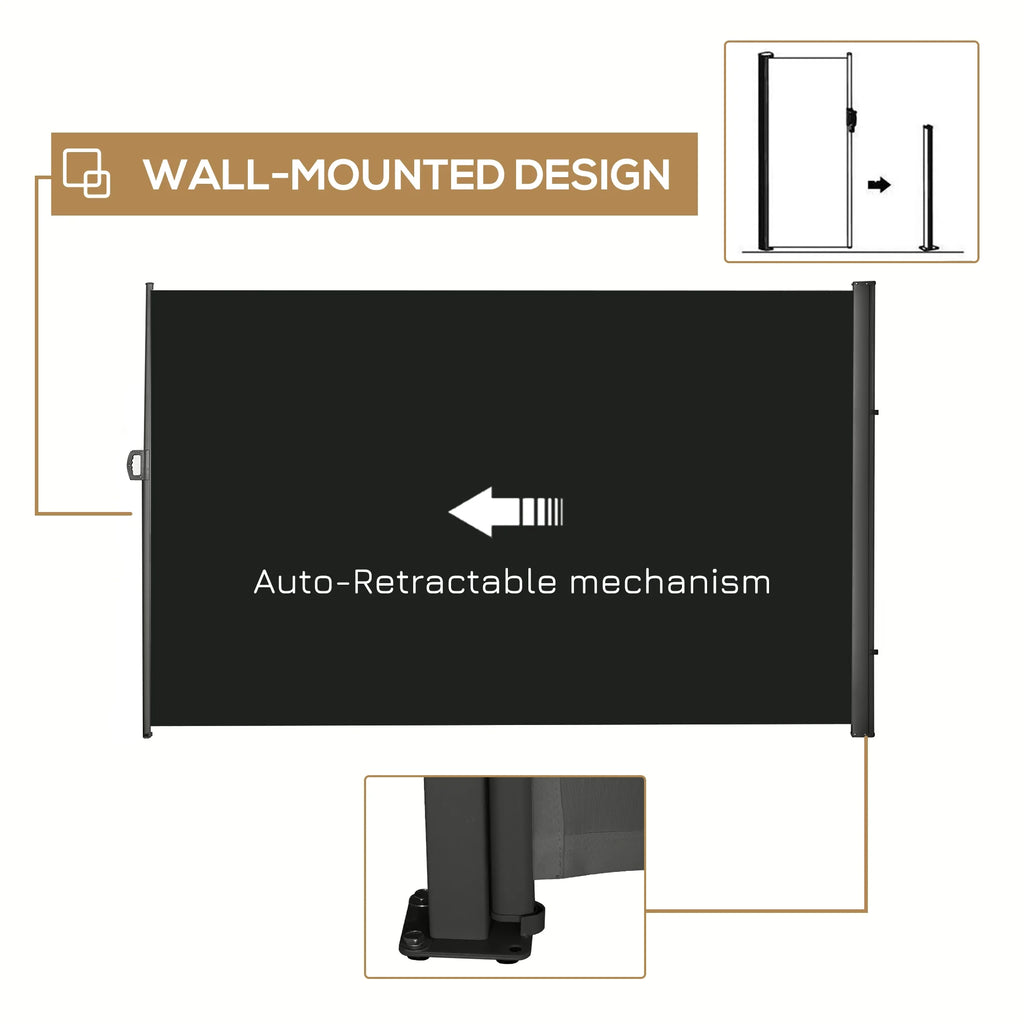 Black Retractable Privacy Screen Side Awning J7279