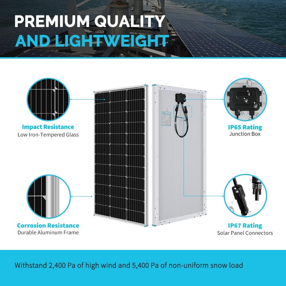 400 Watt 12 Volt Monocrystalline Solar Panel Bundle Kit with 4 pcs 100W Panel and 30A PWM Charge Controller B3106