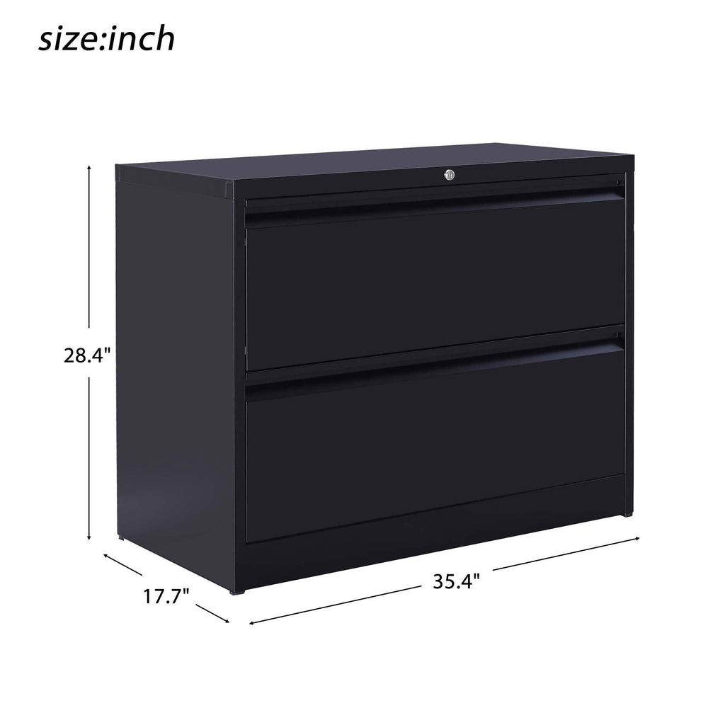 White 2-Drawer Lateral File Cabinet with Lock I15560
