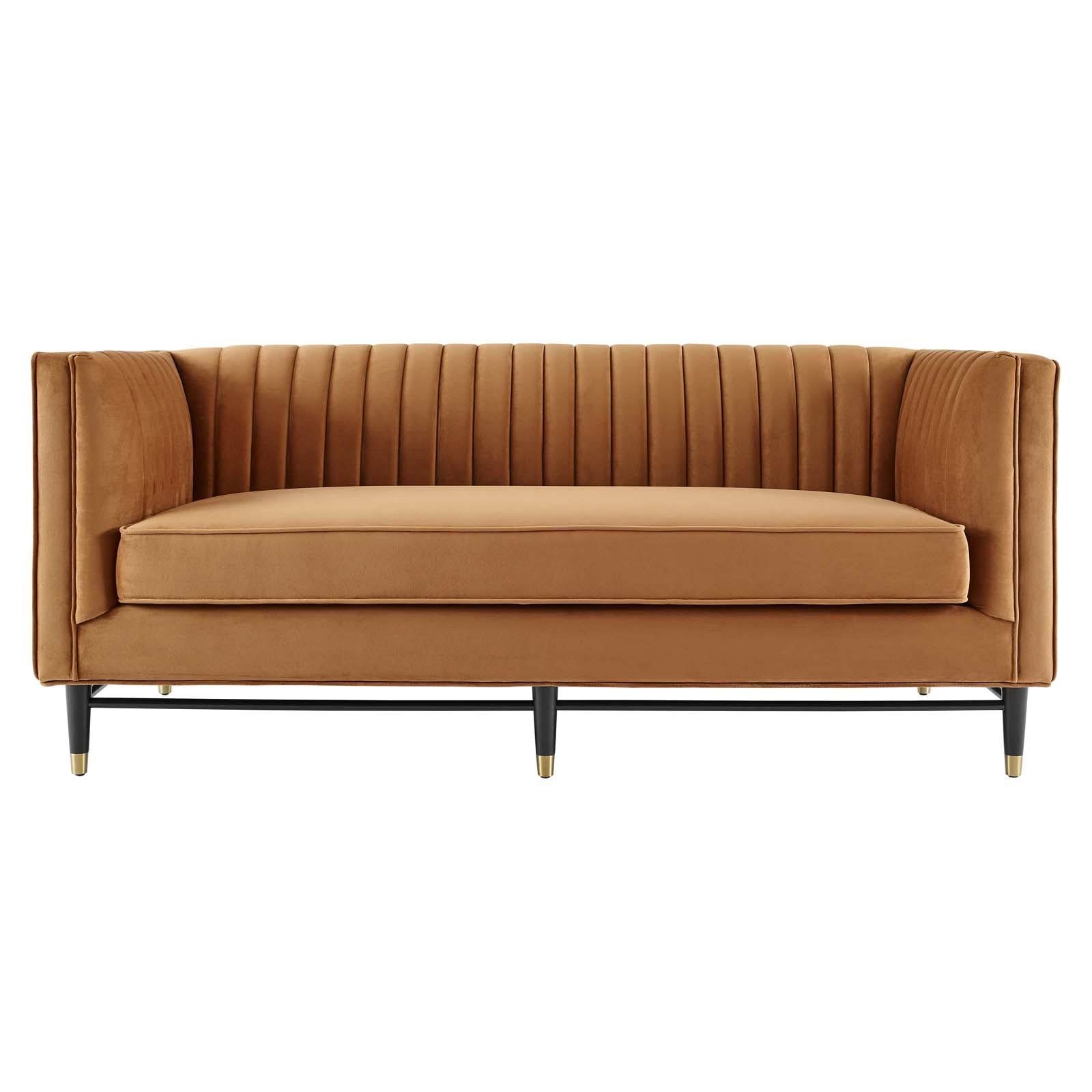 Gray Tufted Velvet Loveseat R858636