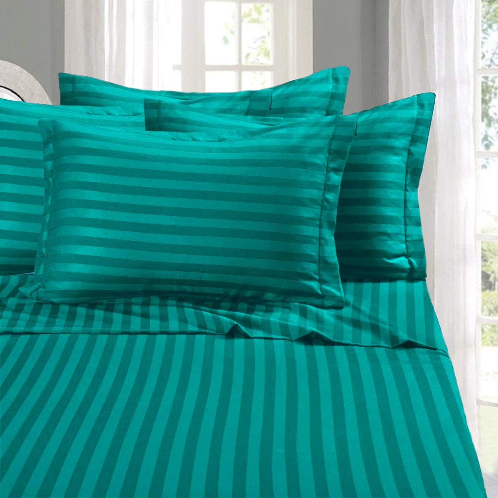 6-piece damask striped bed sheet set, queen size P781522