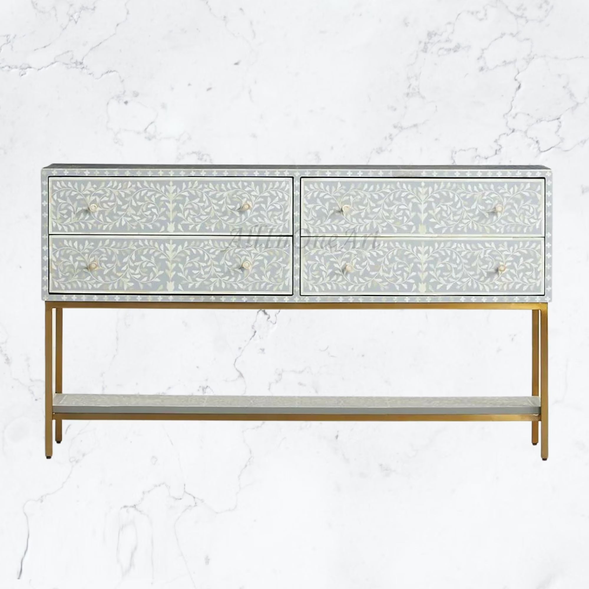 Bone Inlay Entryway Console Grey D90668