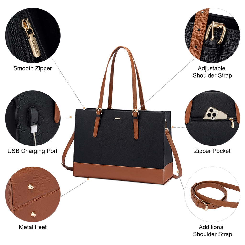 Leather Waterproof Laptop Tote Bag for 15.6 inch Computer K661735