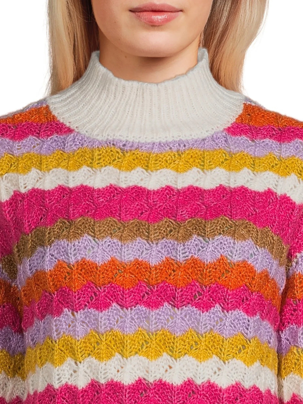 Women's Mock Neck Pullover Sweater with Long Sleeves, Midweight W635