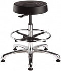 Tall Height Black Polyurethane Backless Stool with Polished Aluminum Base K1885