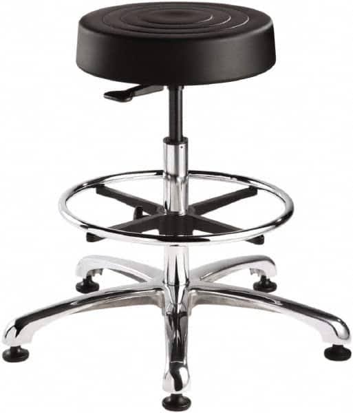 Tall Height Black Polyurethane Backless Stool with Polished Aluminum Base K1885
