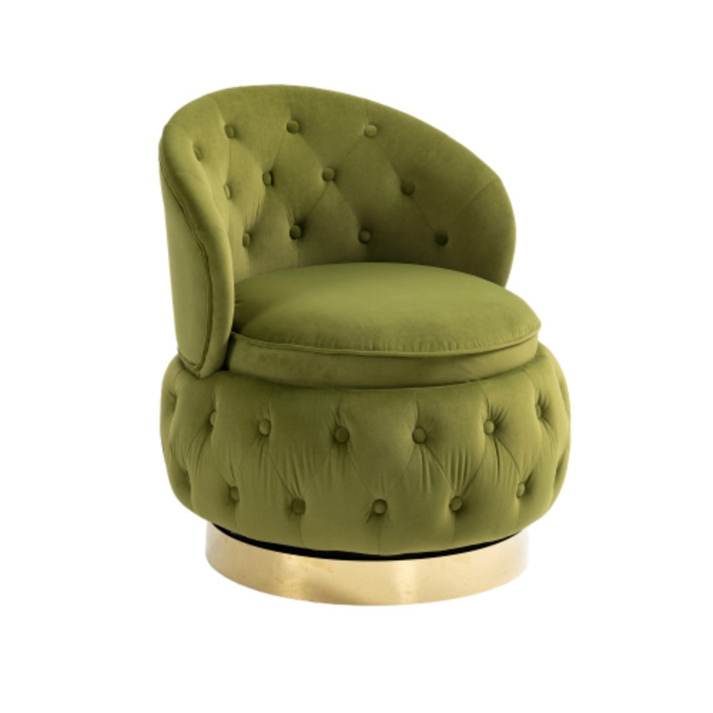 Olive Green Velvet Swivel Barrel Accent Chair S904692