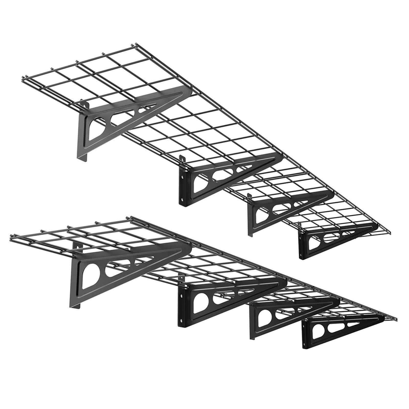 2-Pack 1x6ft Black Wall Shelf Garage Storage Rack Y221