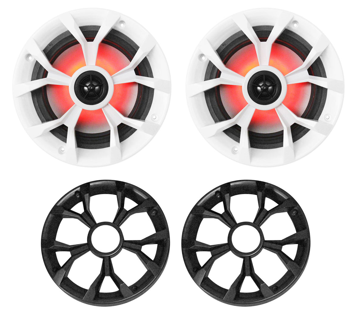 Dual 6.5" Marine Wakeboard LED Speakers with Amplifier and Amp Kit W4822