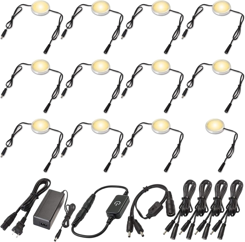 Under Cabinet LED Lighting Kit, 12 Lights, Warm White, Pack of 2 I466311