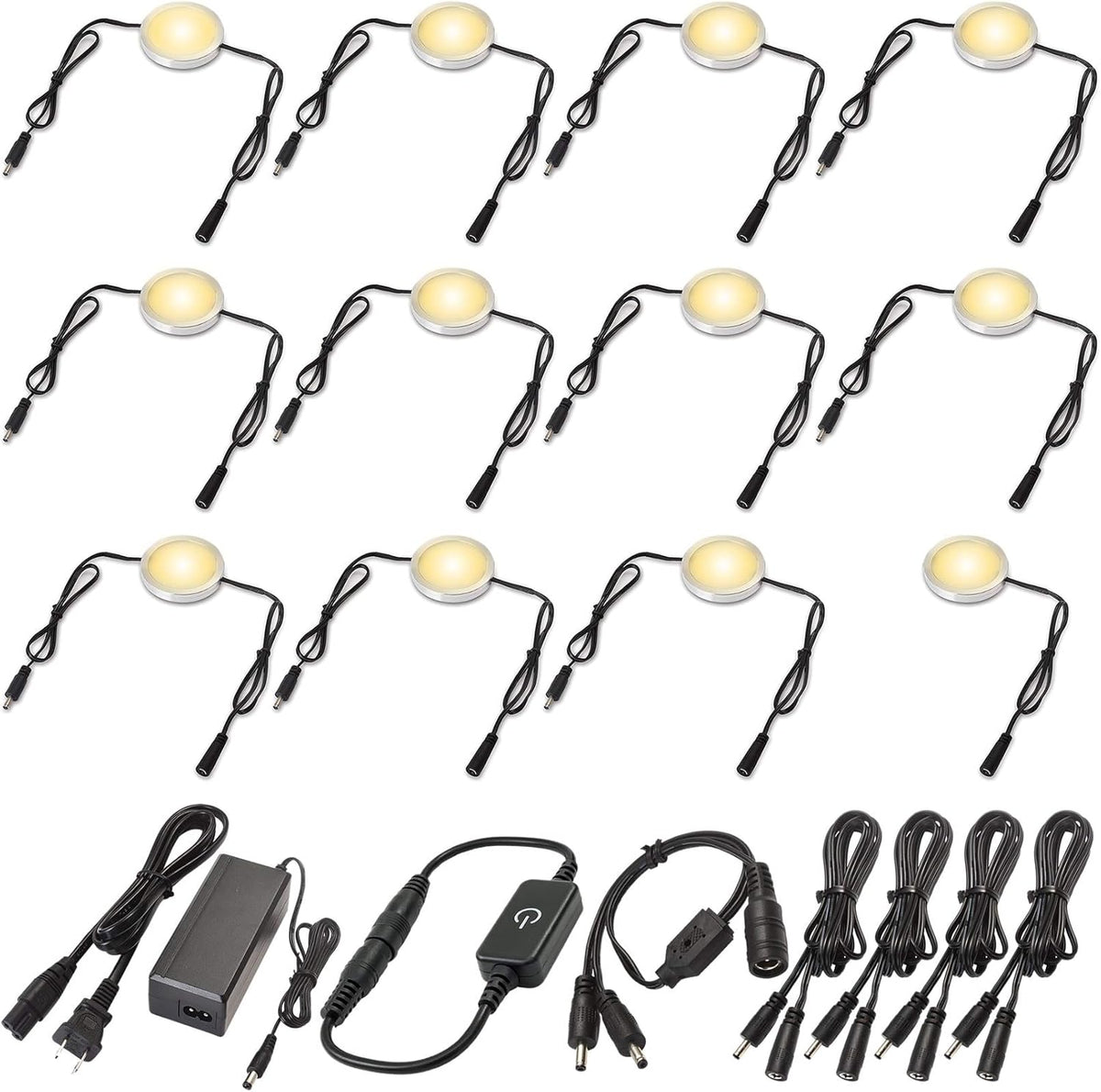 Under Cabinet LED Lighting Kit, 12 Lights, Warm White, Pack of 2 I466311