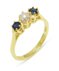 10k Yellow Gold Cultured Pearl & Sapphire Womens Ring L617025