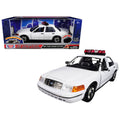 White Ford Crown Victoria Police Car with Flashing Light Bar J6988