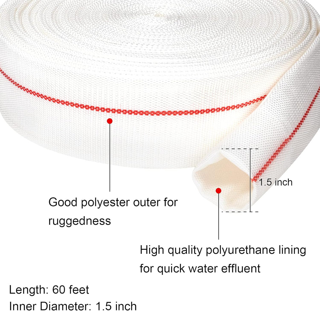 1-1/2" ID x 60 FT Lay Flat Backwash Hose, Pack of 2 R3946