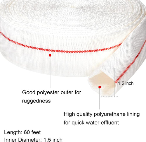 1-1/2" ID x 60 FT Lay Flat Backwash Hose, Pack of 2 R3946