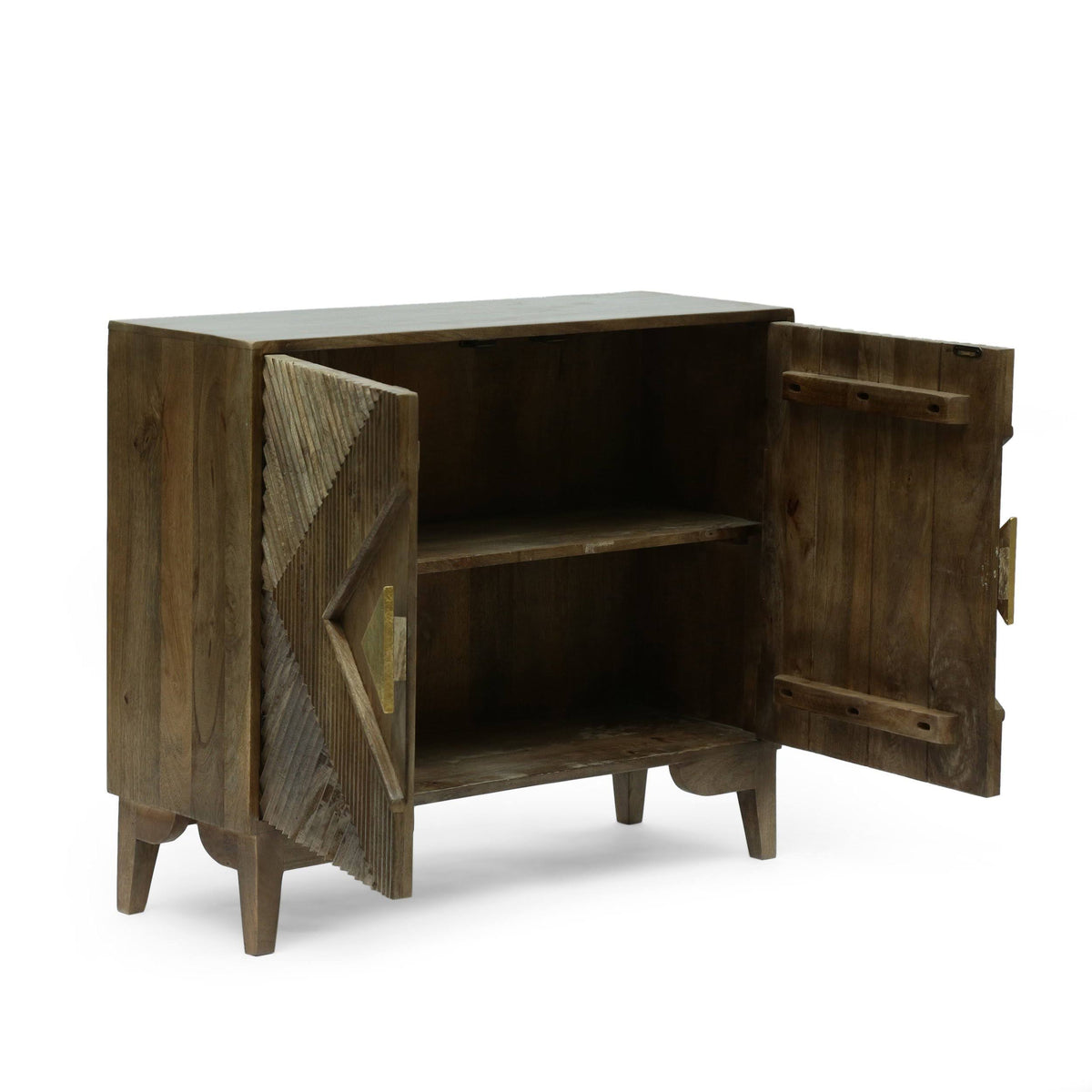 Light Gray 2 Door Mango Wood Cabinet Q76383