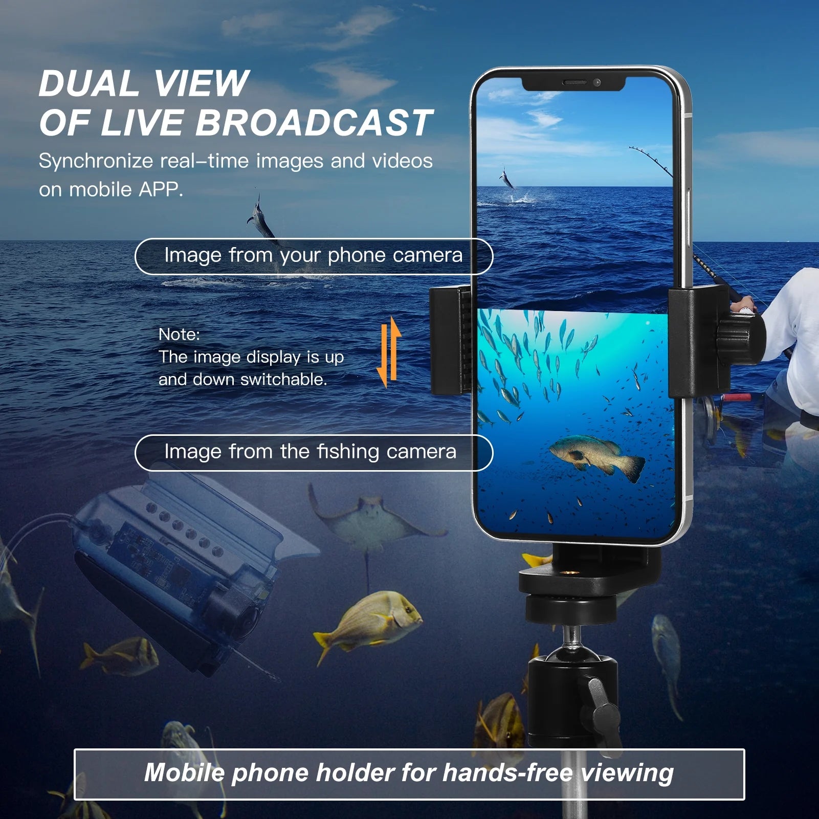 1080P Underwater Fishing Fish Finder with 50M Cable Carry Case J698