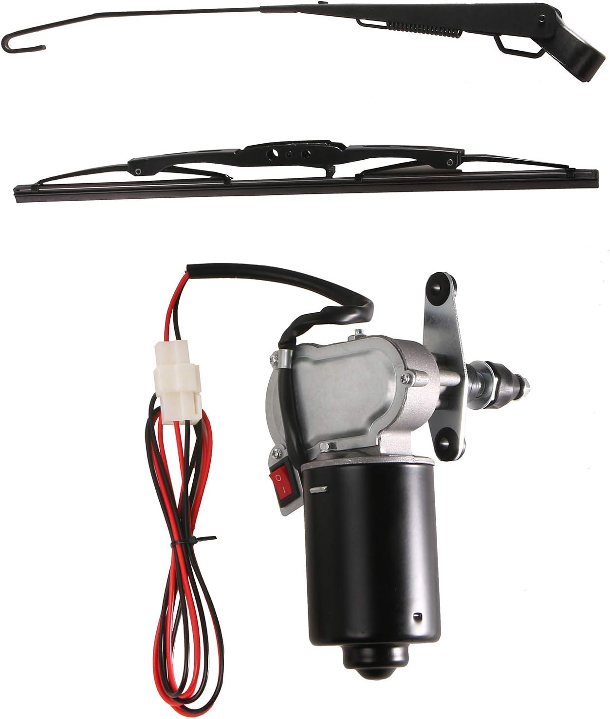 12V Universal Electric Windshield Wiper Motor Kit for UTV ATV Windshields, 13.7" Blade Pack of 2 B60662