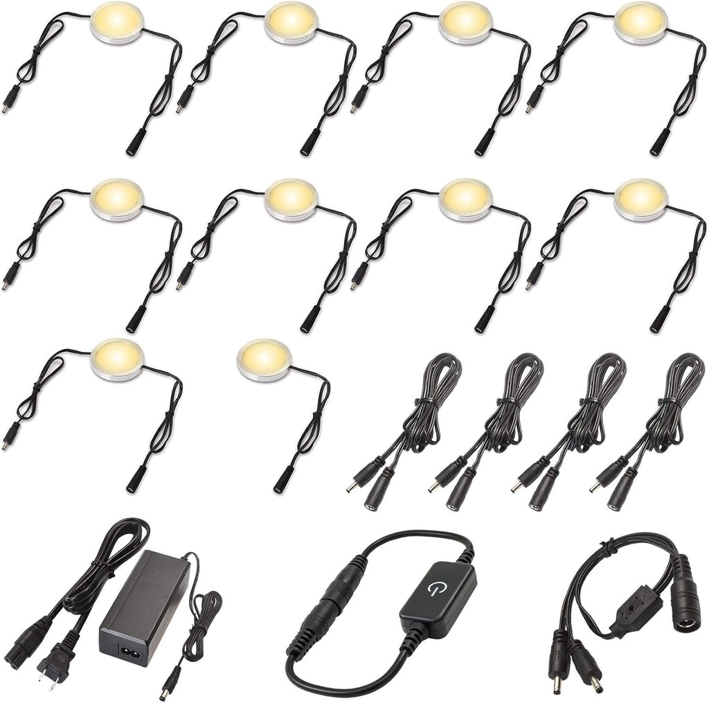 Under Cabinet LED Lighting Kit, 12 Lights, Warm White, Pack of 2 I466311