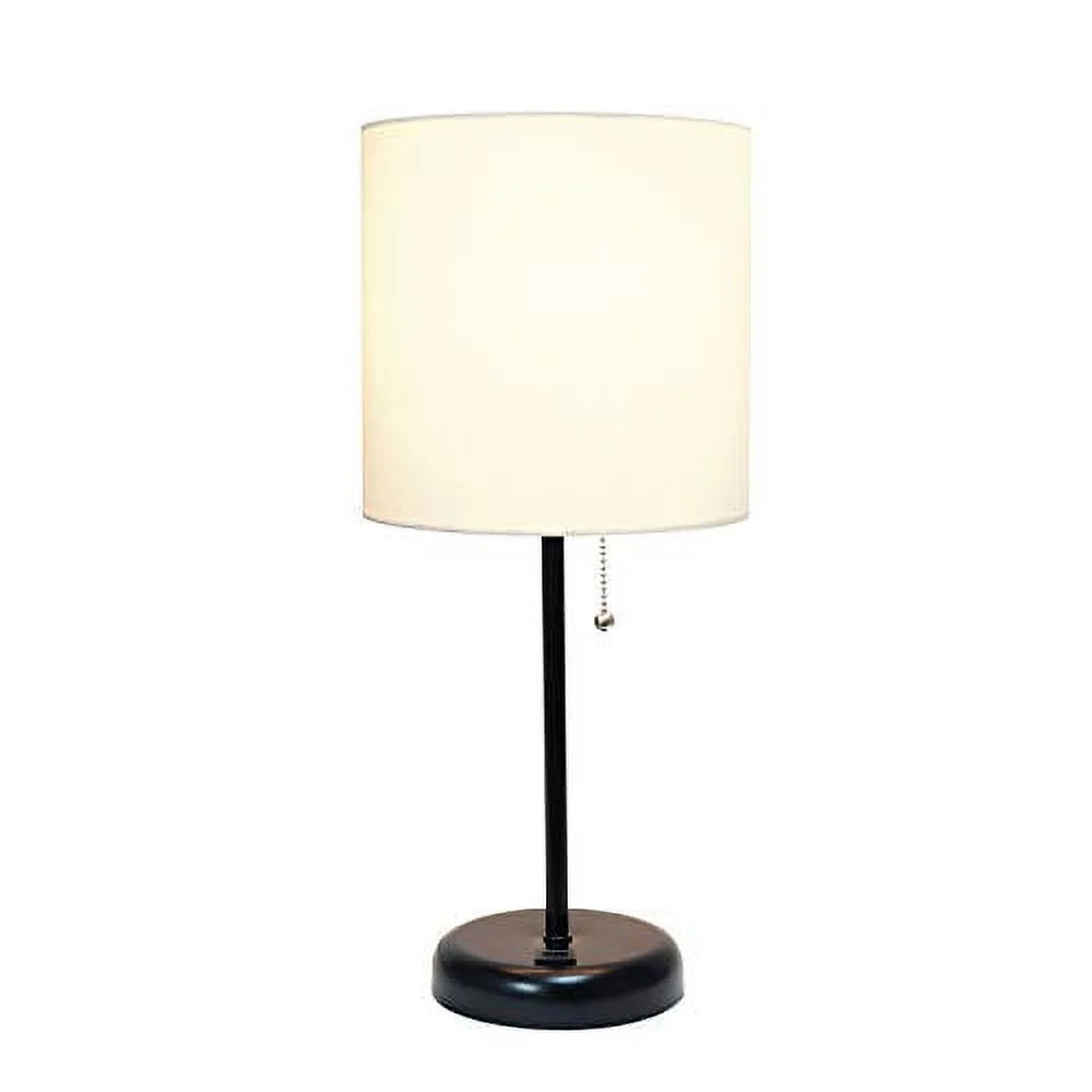 Black Stick Lamp with Fabric Shade O794