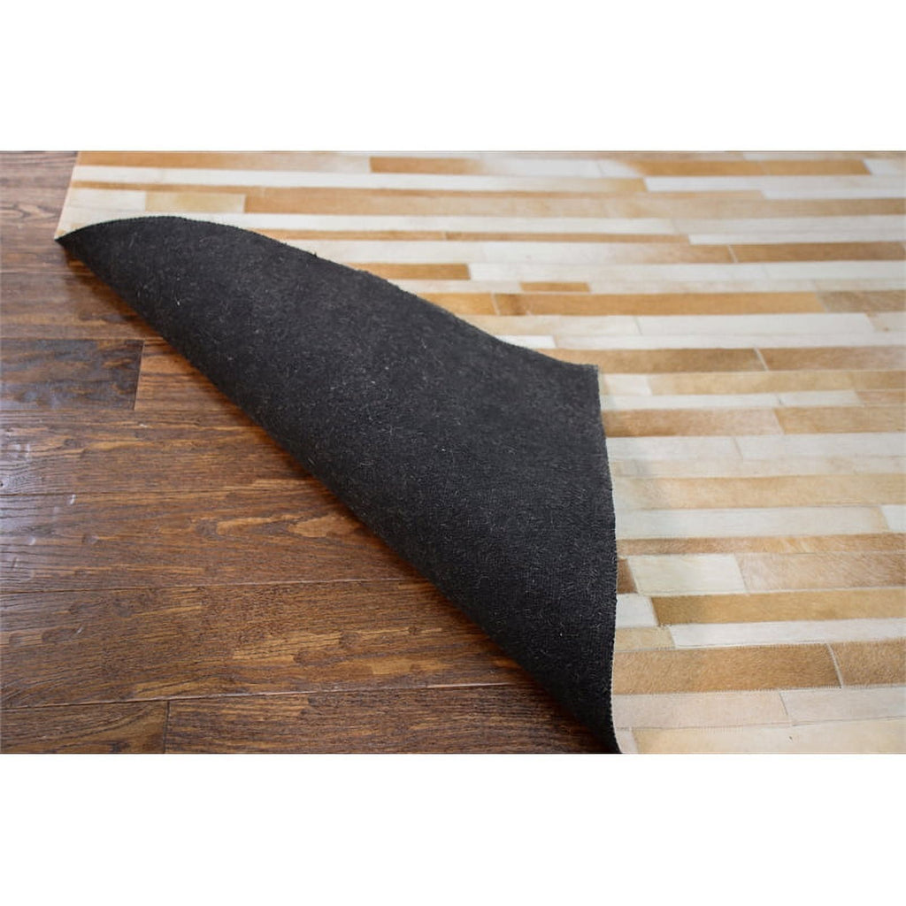 Camel Hair on Hide Leather Area Rug S9417