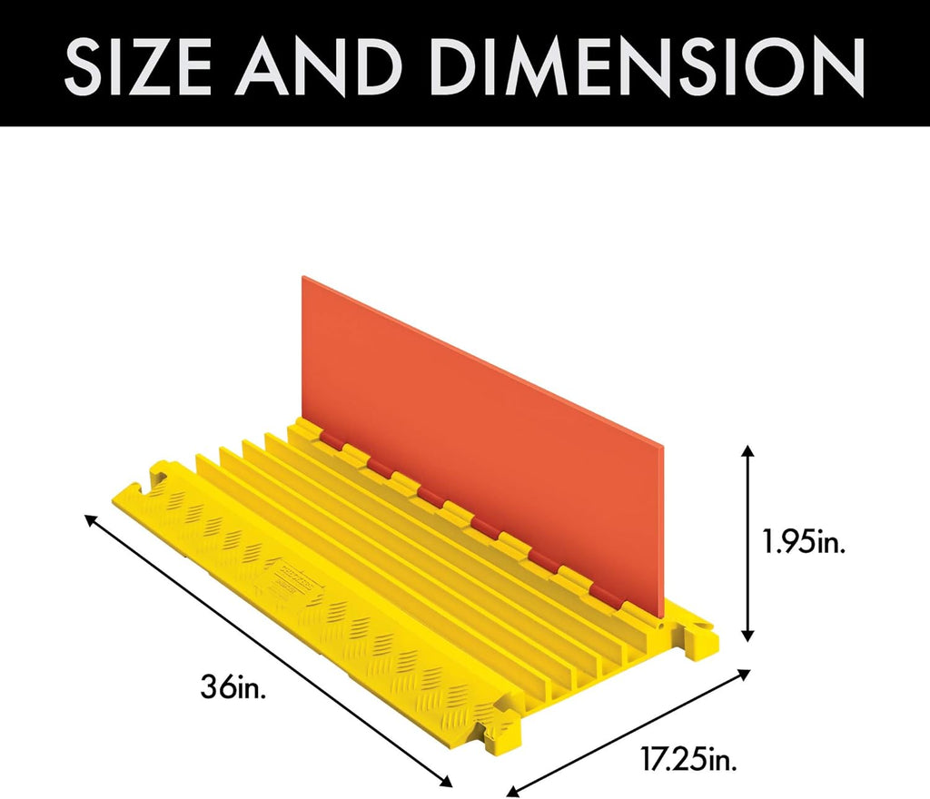 Orange Lid with Yellow Ramp Polyurethane 5-Channel Cable Protector Y7061