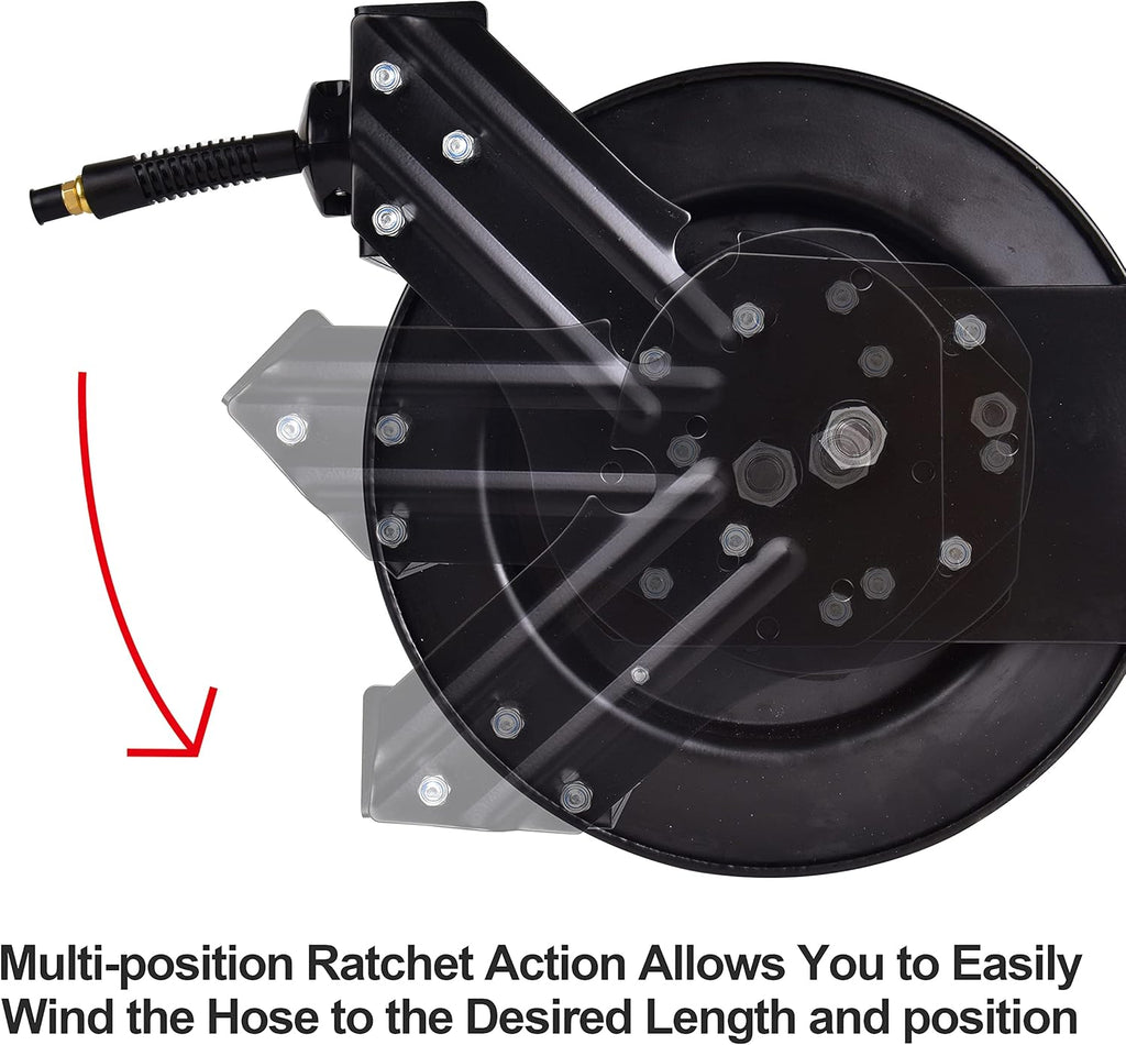 3/8 in x 25 ft Retractable Air Hose Reel, Wall Mount, 300 PSI, Pack of 2 R4649