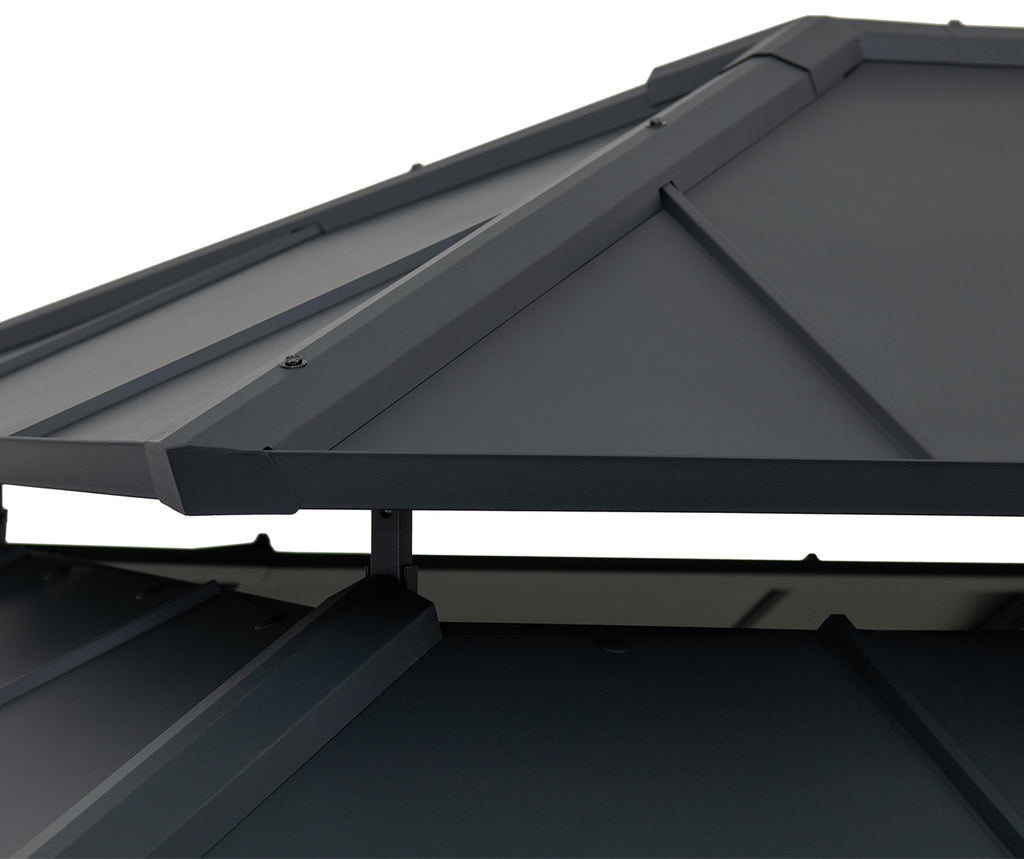 12x16 ft. Steel Hardtop Gazebo with 2-tier Metal Roof J851