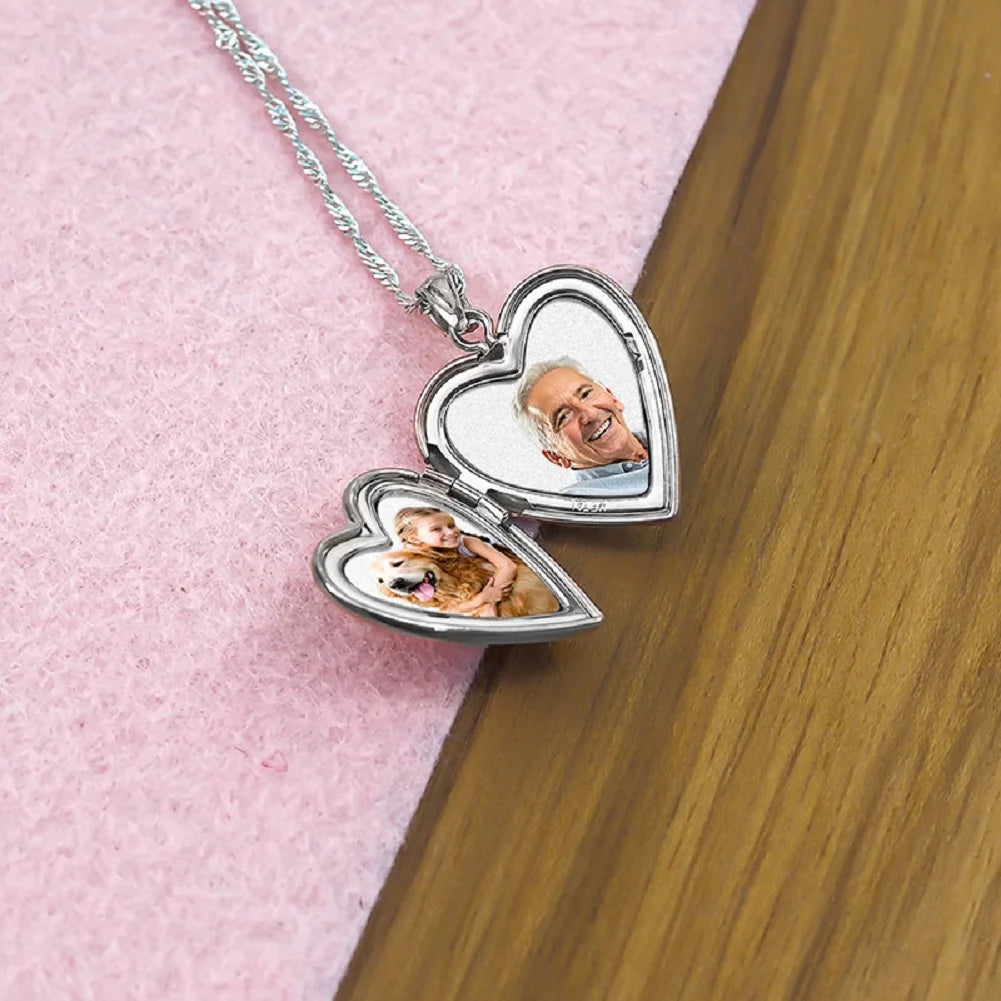White Gold Heart Picture Locket G2178