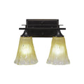 Two Light Bath Bar Dark Granite Finish with Amber Crystal Glass T5255