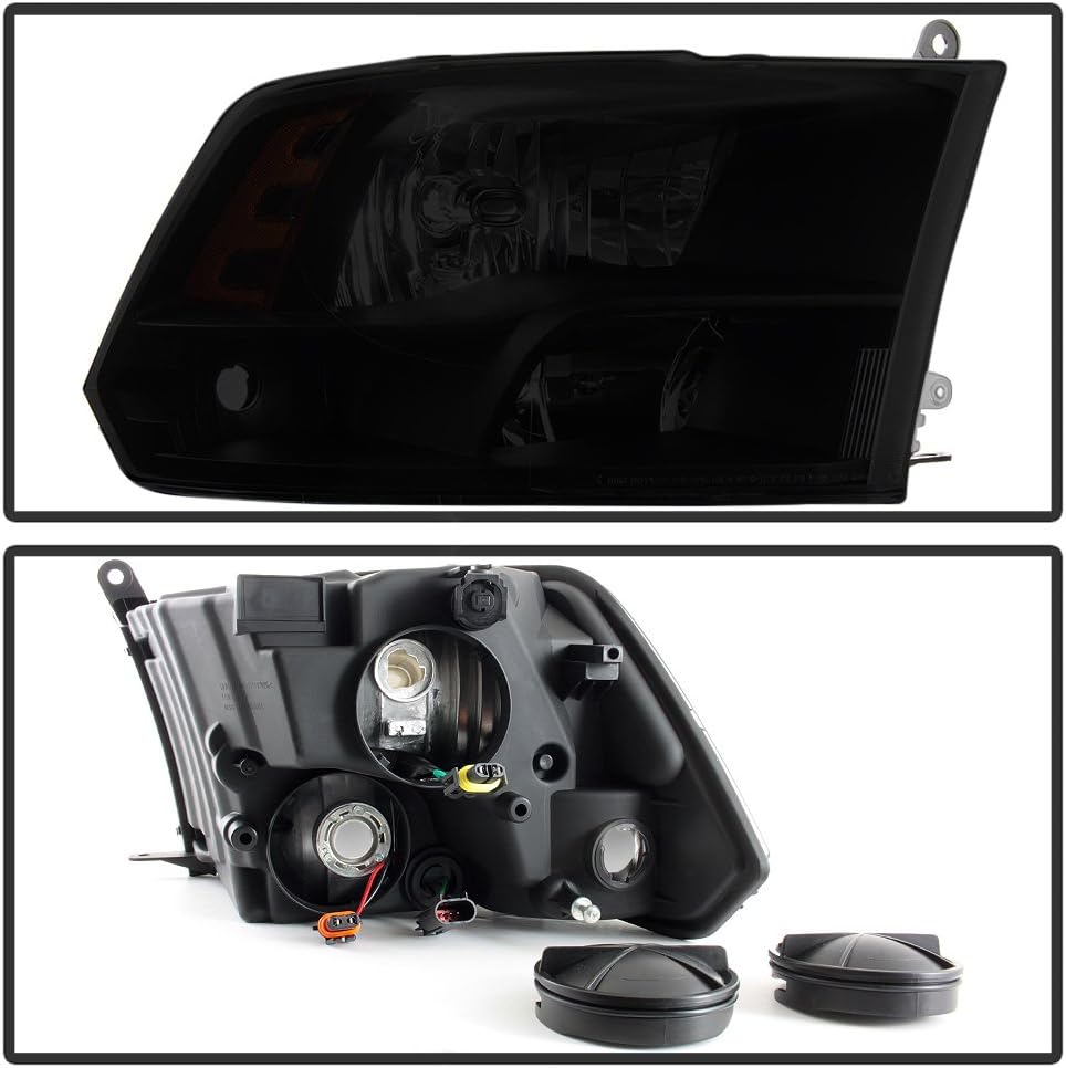 Black Smoke Dual Beam Headlights Headlamps Pair H4076