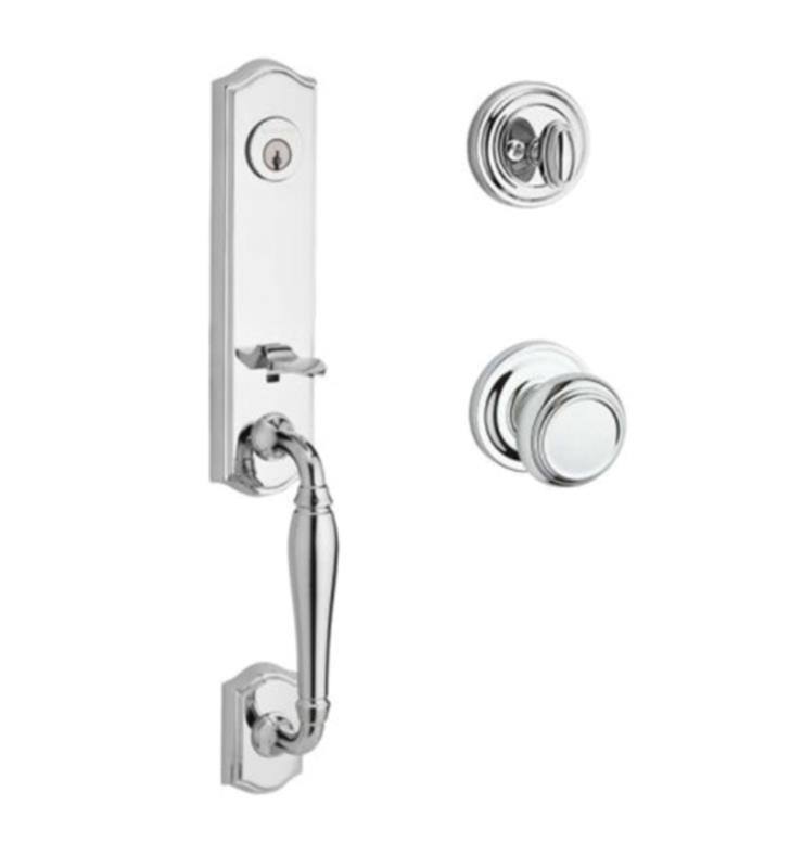 Reserve Single Cylinder Handleset with Traditional Round Rose in Bright Chrome M540