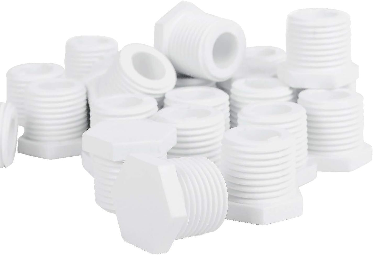 25 Pcs 1/2 Inch White Plastic Water Heater Drain Plug L85609