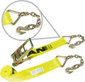Ratchet Strap with Chain Anchors, 4 Inch x 30 Foot, Classic Yellow W7536