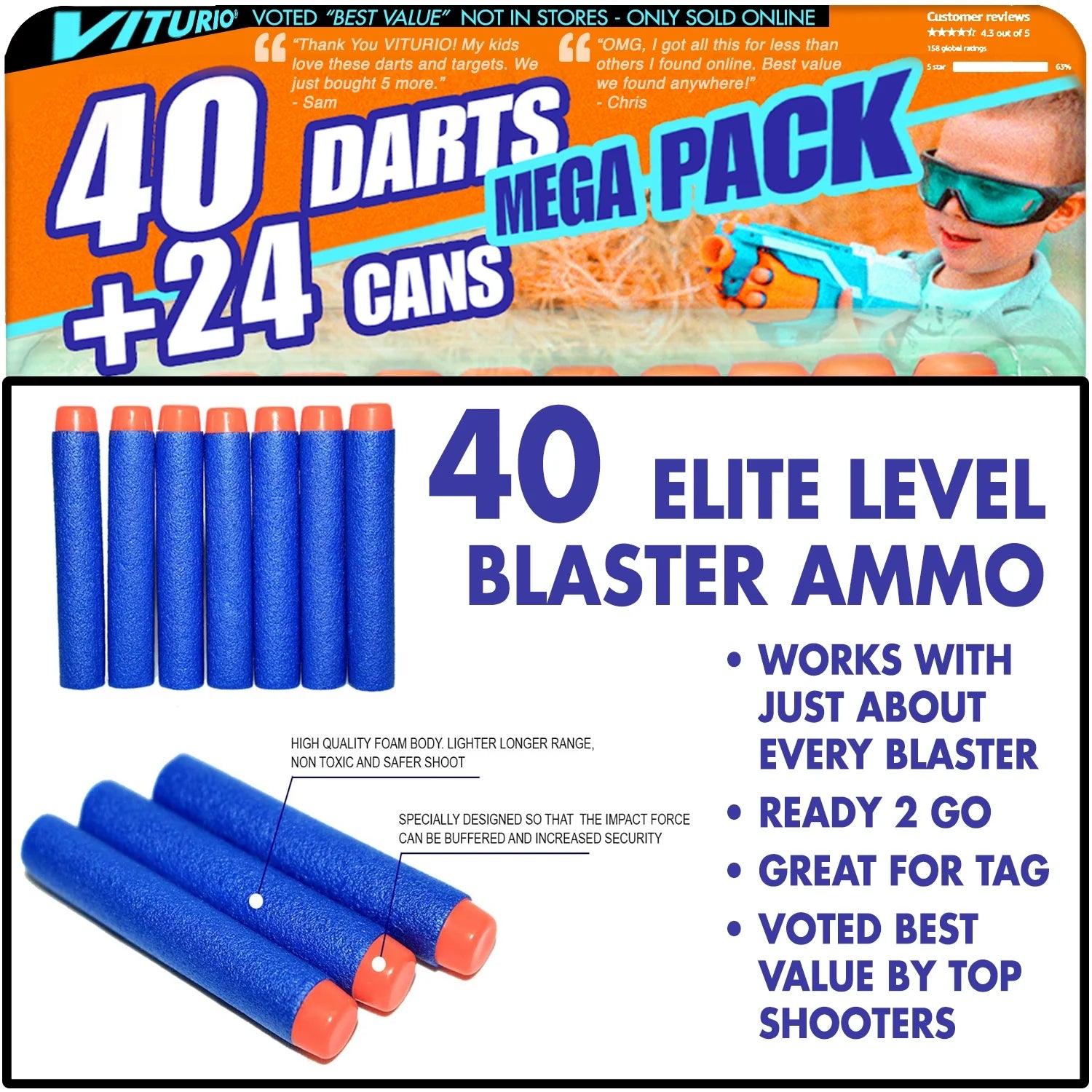 64pc Soft Foam Targets and 40 Soft Darts N20262