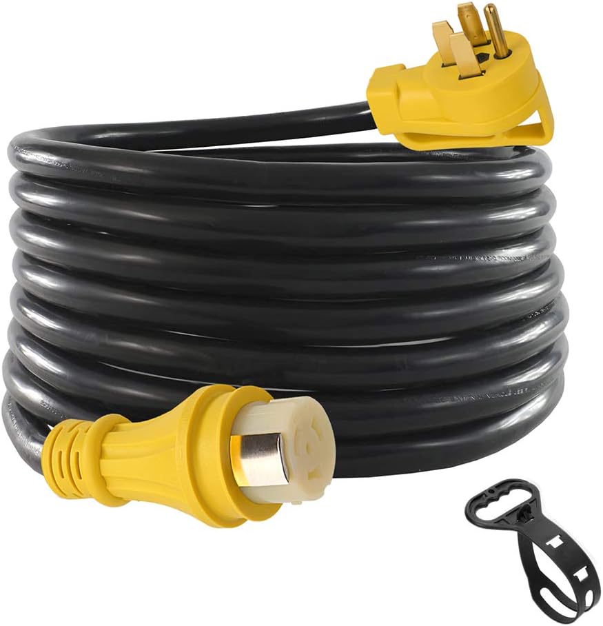 25Ft 50Amp STW Heavy Duty RV Extension Cord, 14-50P Male and SS2-50R Twist-Locking Female, 125V/250V E765421