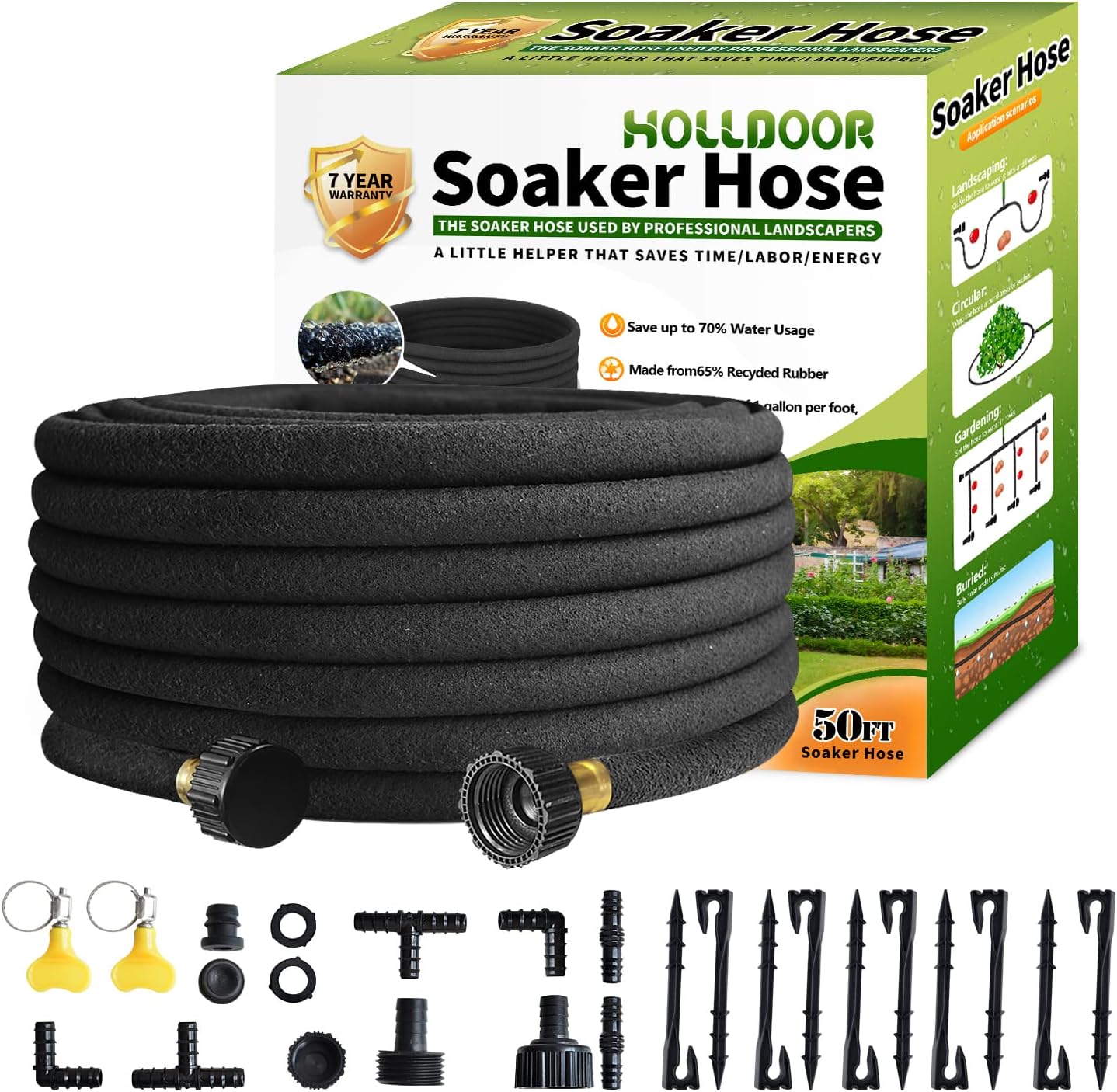 Soaker Hose 100 Ft 1/2'' Diameter Drip Hose Irrigation, Pack of 2 P8813