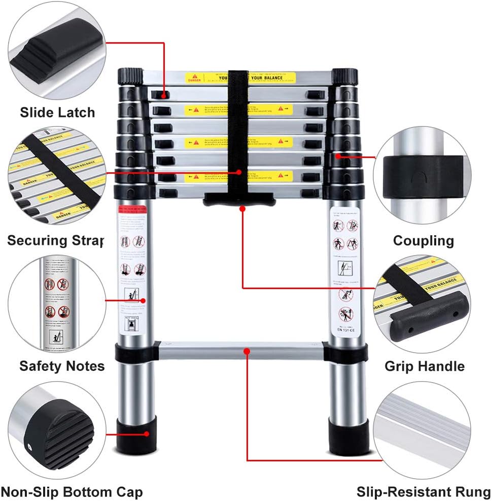 Telescoping Ladder 8.5FT 2.6M Aluminum Ladder F5753