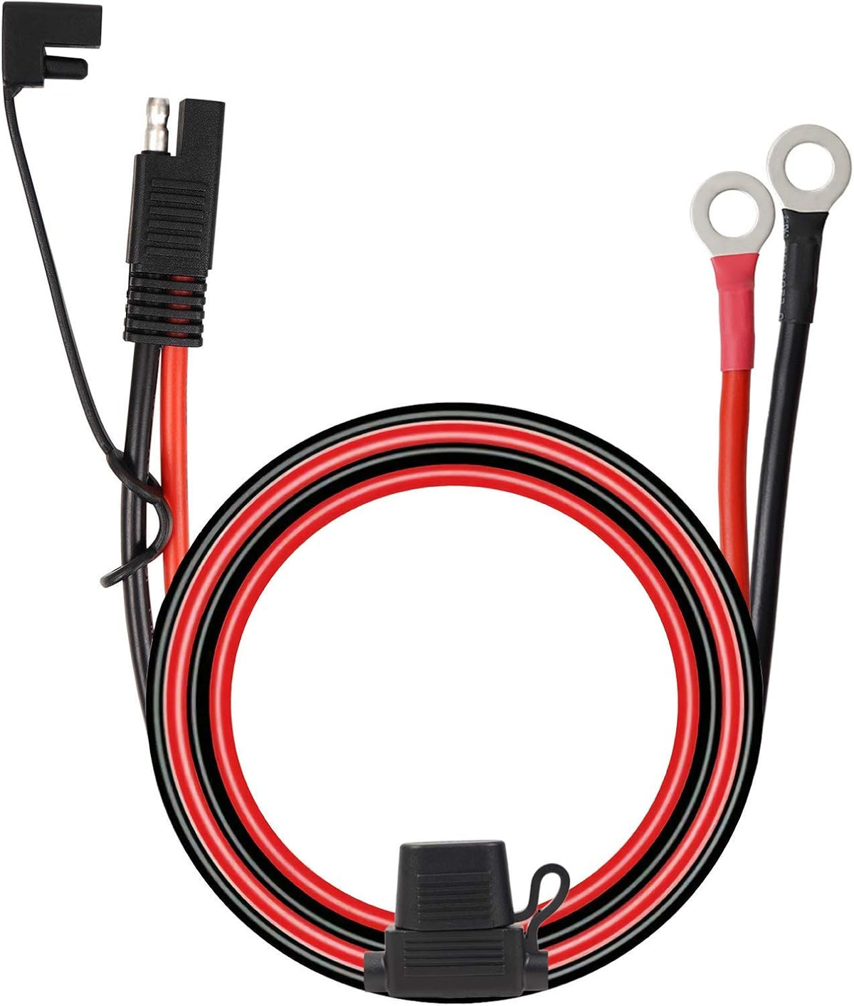 SAE Battery Connector 10AWG to Ring Terminal Harness with 15Amps Fuse 2 Pin Quick Disconnect 2FT Extension Cable Q751