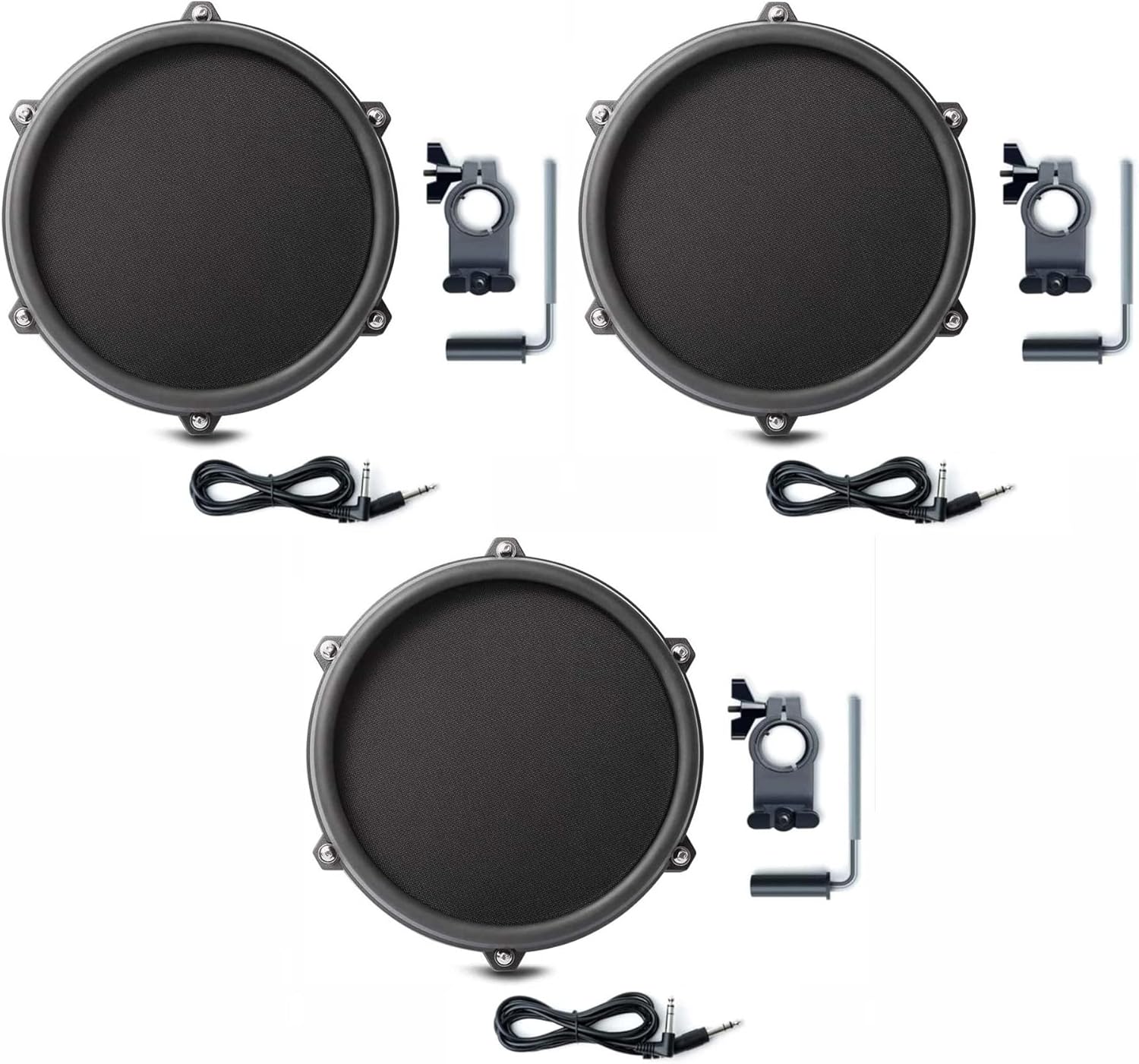 8 Inch Single-Zone Mesh Tom Pad with Clamp and 10ft Trigger Cable Bundle V4321