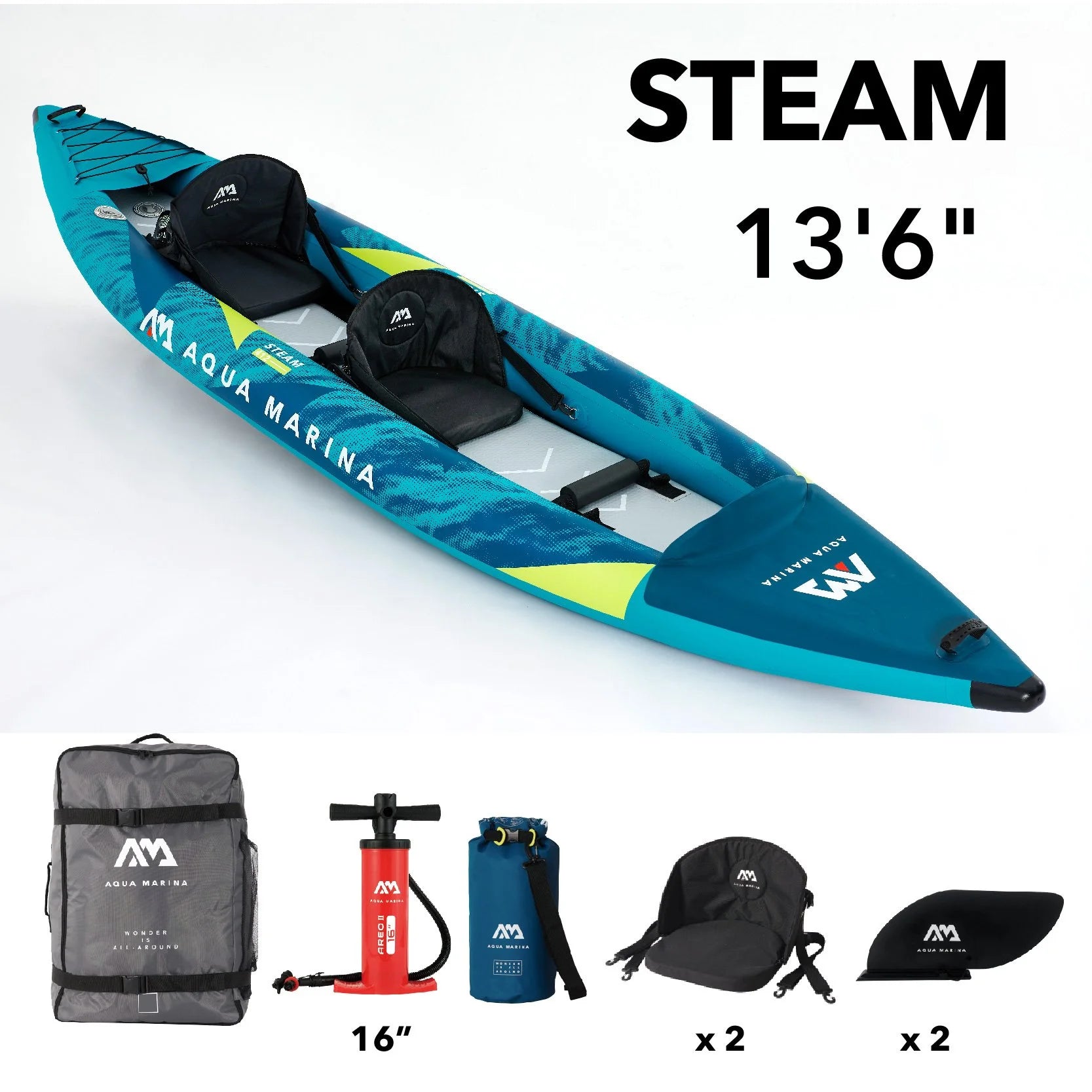 Inflatable Kayak Package with Carry Bag, Fin, Pump & Safety Harness V66938