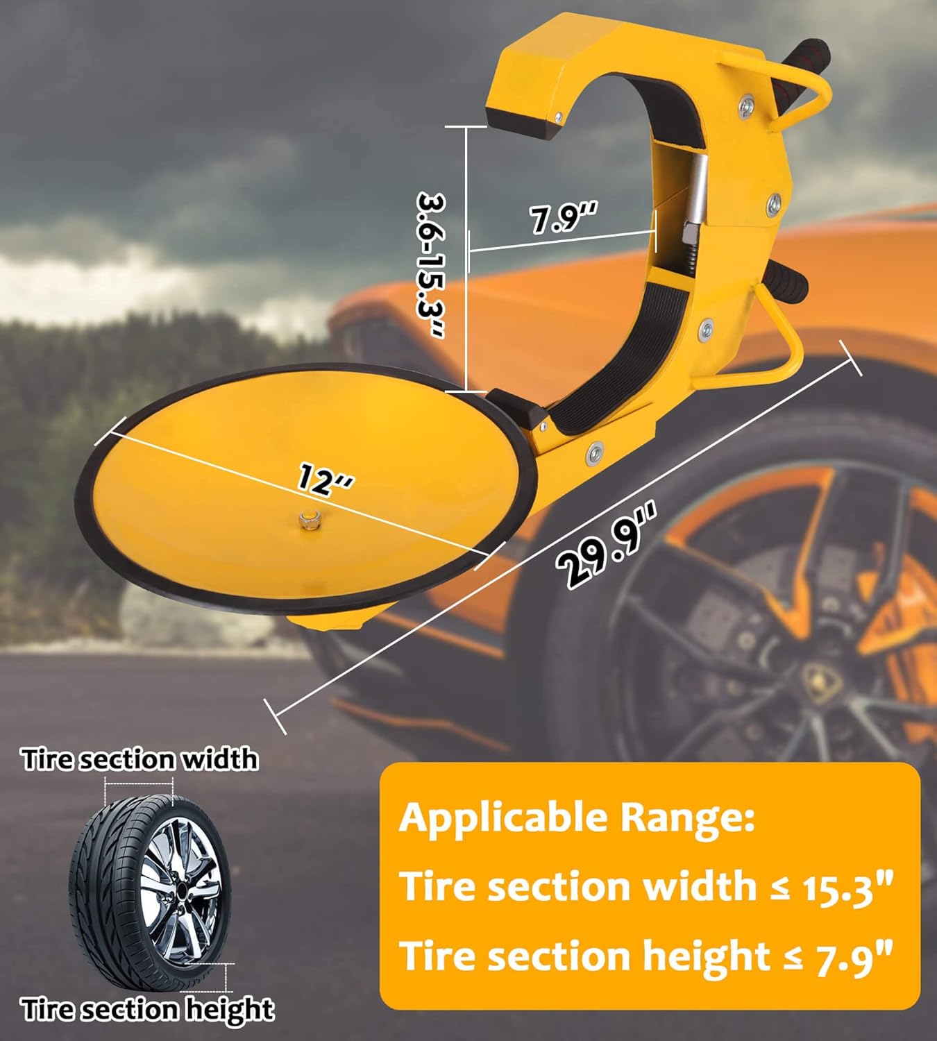 Wheel Lock Clamp Anti Theft Trailer Tire Boot Lock F230