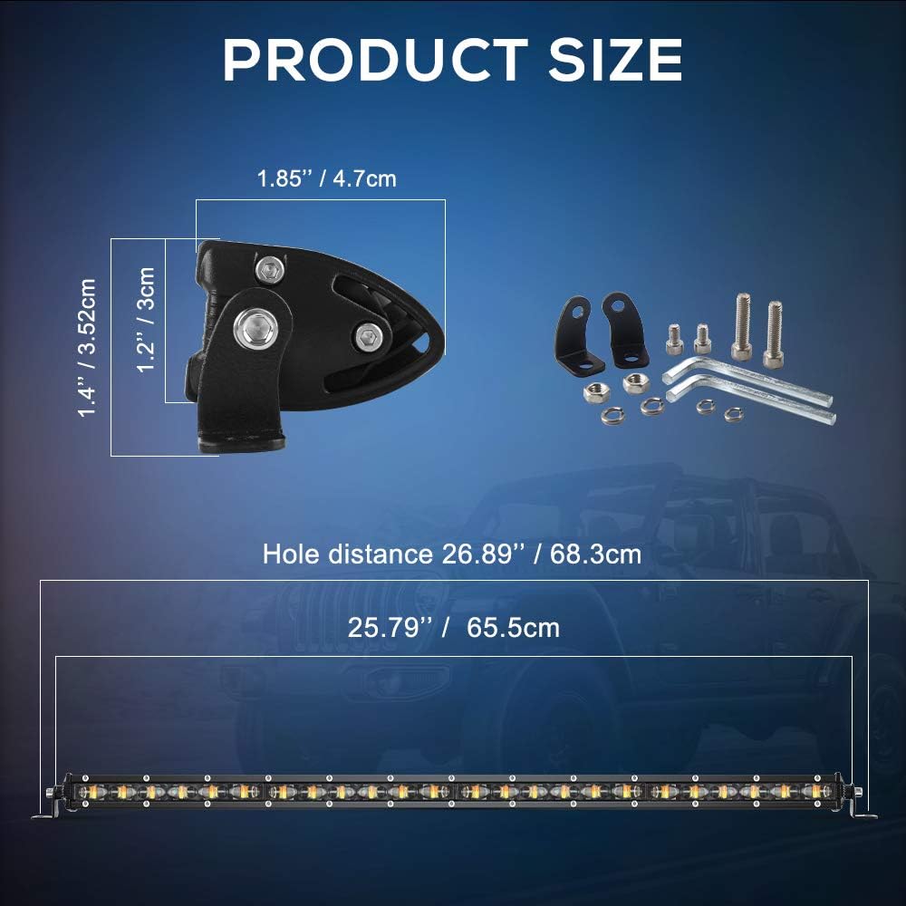 26 inch Slim Combo Beam LED Light Bar with Mounting Brackets, Pack of 2 X833