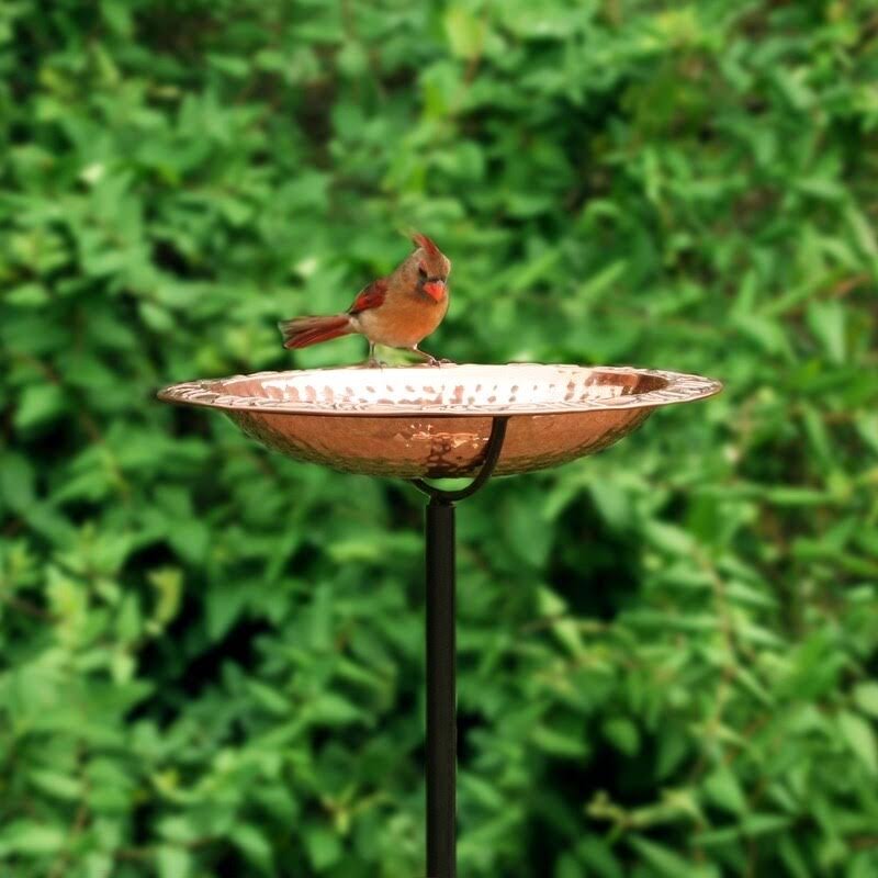 Copper Bird Bath on Garden Pole W473
