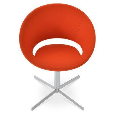 Orange Leatherette Swivel Papasan Chair J280515